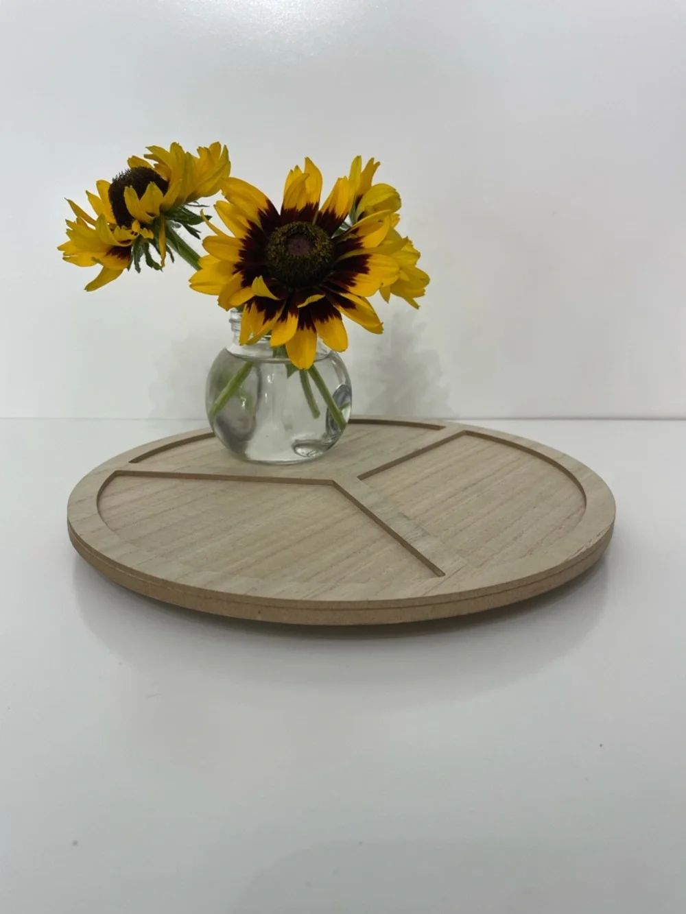 3 Pack Lazy Susan Natural Wood Fiber 3-Section Table Topper Organization Decor